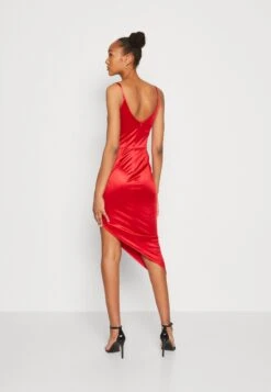 Wal G Archie Asymmetric Midi - Cocktailjurk - Red -Wal G b7f00d0d3ef2409fb12f4481528ca63f