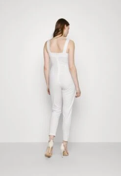 Wal G Print Contrast Plunge- Jumpsuit - White -Wal G ba4abc9b289b4e38adc9ecdde7b77a01