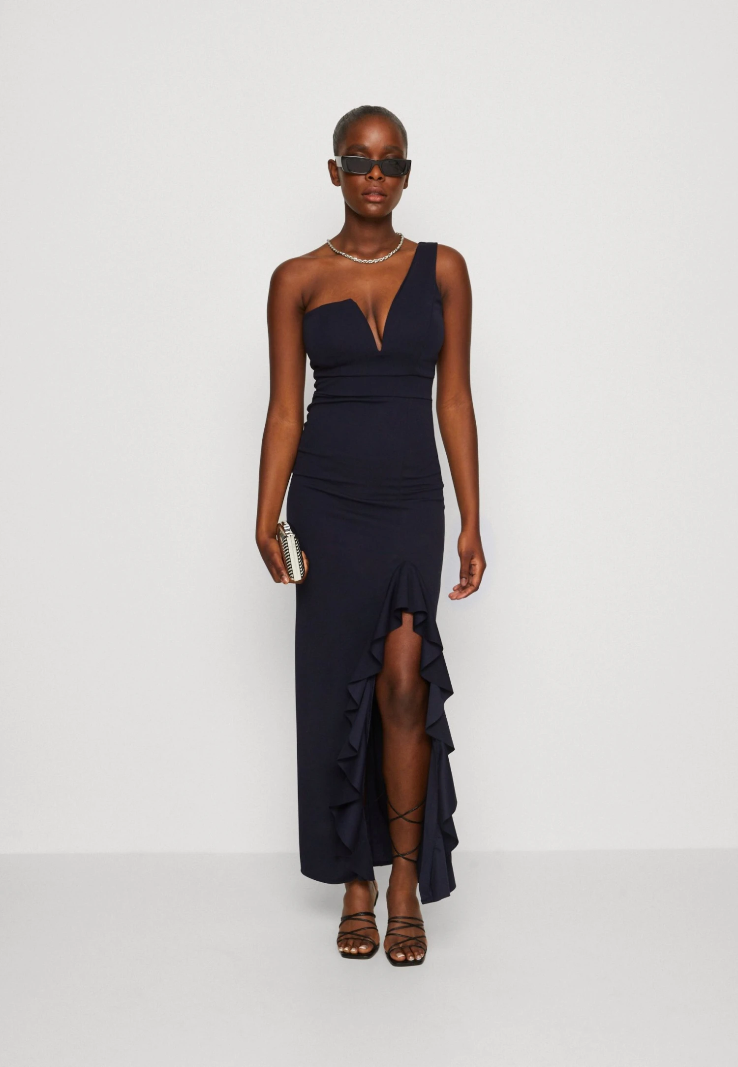 Wal G Soya One Shoulder Maxi Dress - Jerseyjurk - Navy Blue 2 Wal G Soya One Shoulder Maxi Dress - Jerseyjurk - Navy Blue - Afbeelding 2