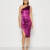 Wal G Niomi One Shoulder Midi - Cocktailjurk - Magenta