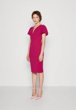 Wal G Tatiana Ruffle Sleeve Midi - Jerseyjurk - Raspberry