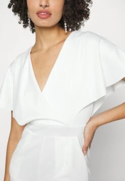 Wedding Betty V Neck Wrap - Jumpsuit - White -Wal G c881f6ba37fb47679d7c7bf7b789dc5f