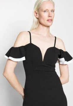 Simah Frill Midi Dress - Jurk - Black/White -Wal G d4e9f6fe765e4e4e922f5a50f86fa2b2