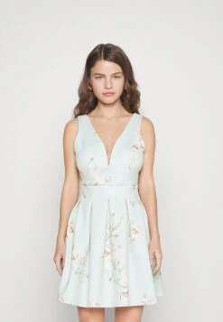 Wedding V Neck Print Skater - Cocktailjurk - Hellgrün