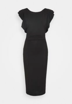 Diana Ruffle Sleeve Midi Dress - Jerseyjurk - Black