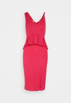 Wal G Sweeny Peplum Midi Dress - Jerseyjurk - Dark Fuchsia -Wal G de414ff8cf67411d9aaa6111f24534d1