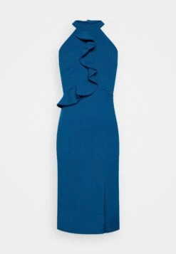 Wal G Sasha Frill Neck Midi Dress - Jerseyjurk - Dark Teal Blue -Wal G df5a7d82b034463b9d064a143fd0d36c
