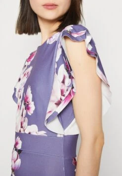 Wal G Diana Ruffle Sleeve Midi Dress - Jerseyjurk - Purple -Wal G dfa0fb3625174f7a86576687f185ca8c