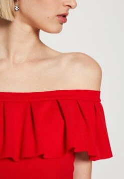 Wal G Alexa Ruffle Skater - Jerseyjurk - Red -Wal G e052b3aaacb84d1a82095528b033f0b2