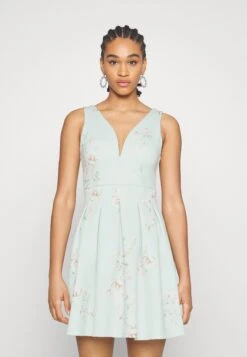 Wal G Wedding - Lila V Neck Print Skater - Cocktailjurk - Hellgrün, Mehrfarbig