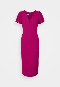 Tatiana Ruffle Sleeve Midi - Cocktailjurk - Raspberry -Wal G e43d13538cda4e4086539059e6b5c4d7