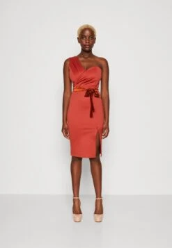 Wal G Tatiana Bow Midi - Cocktailjurk - Terracotta