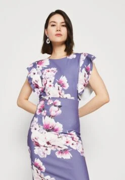 Wal G Diana Ruffle Sleeve Midi Dress - Jerseyjurk - Purple -Wal G eda9729c68a749528fbc047e9539cdaf