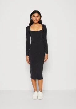 Wal G Mel Square Neck Midi - Cocktailjurk - Black