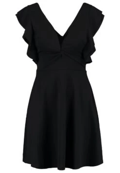 Wal G Lucia V Neck Frill Sleeve Skater Dress - Cocktailjurk - Black -Wal G f498431274de44dd9f81d2cacf43880a