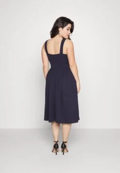 Kandy V Neck Midi - Jurk - Navy Blue -Wal G f7c8e65ffc274288901436bc81c55a79