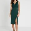 Wal G V Neck Midi Dress - Etui-Jurk - Green