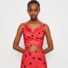 Wal G Valentines Heart Crop - Top - Red/Black