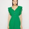 Wal G Danya Ruffle Sleeve Zip Skater Dress - Jerseyjurk - Leaf Green