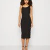 Wal G Wina Asymmetric Midi - Jerseyjurk - Black